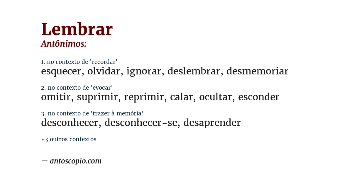 Antônimo de lembrar