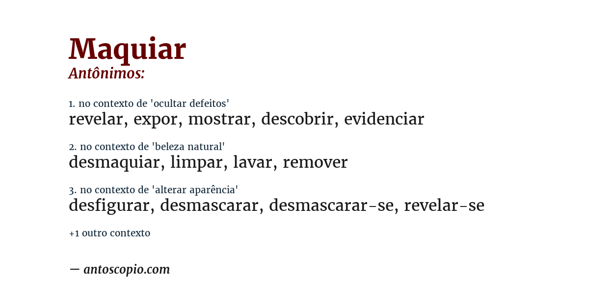 Antônimo de maquiar