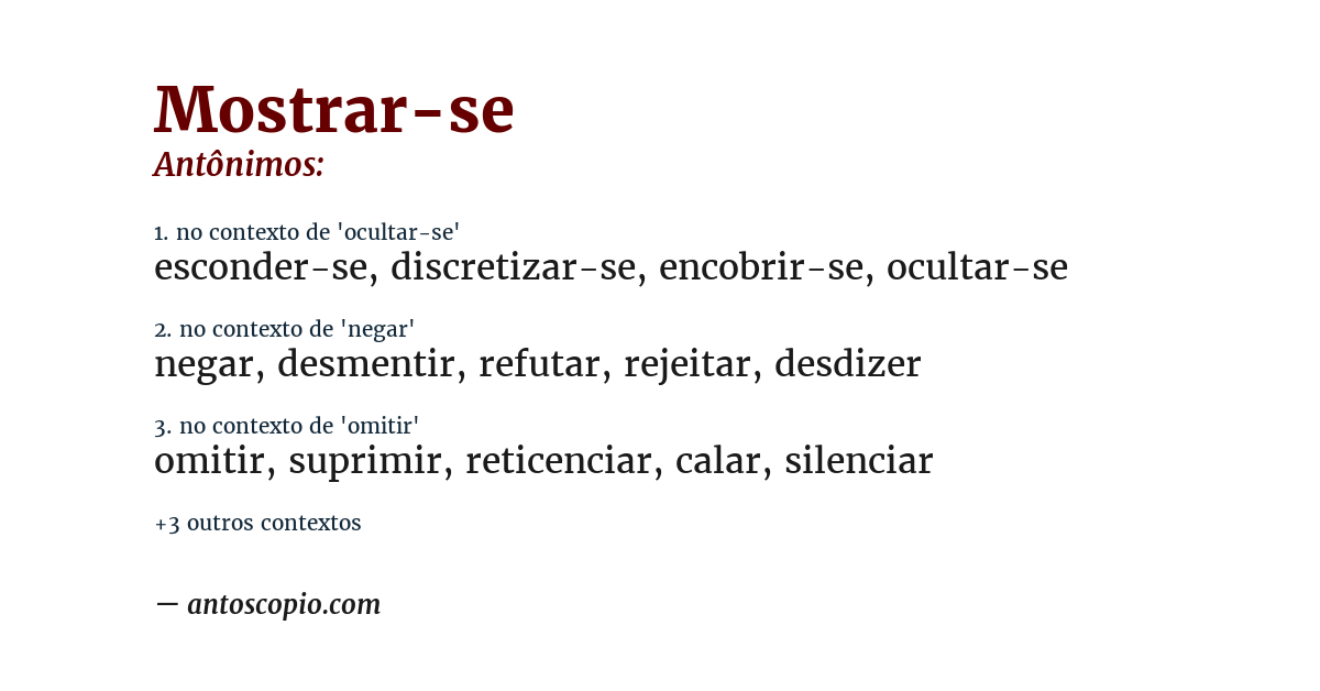 Antônimo de mostrar-se