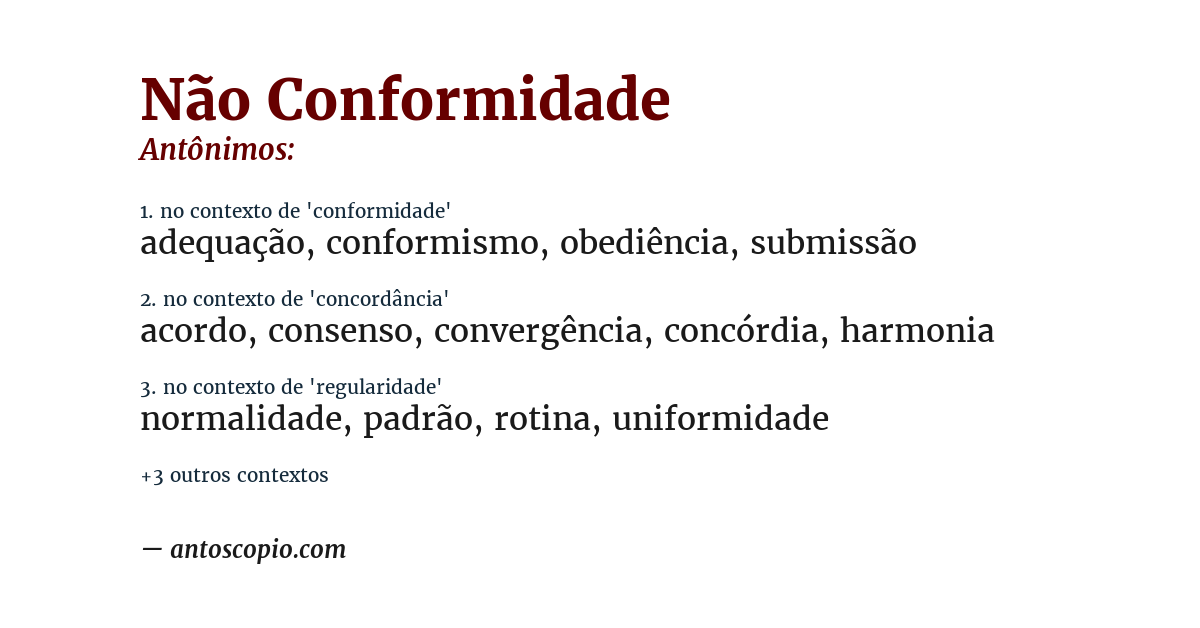Antônimo de não conformidade
