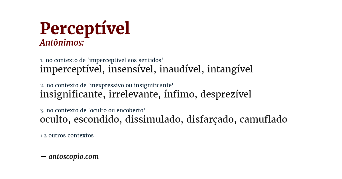 Antônimo de perceptível