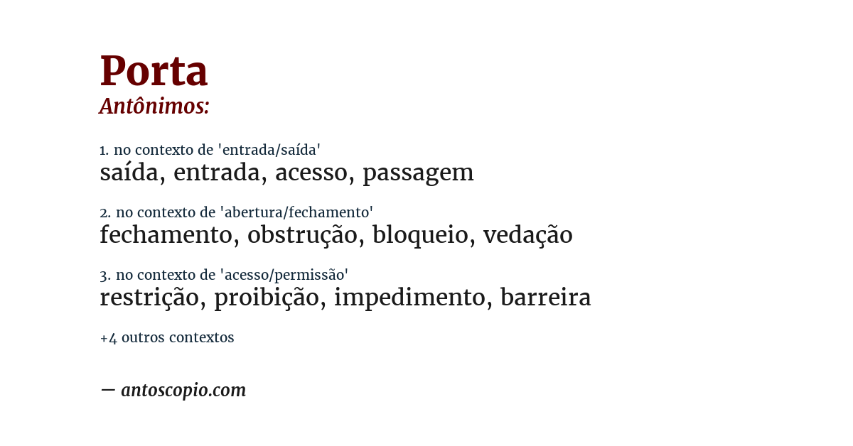 Antônimo de porta
