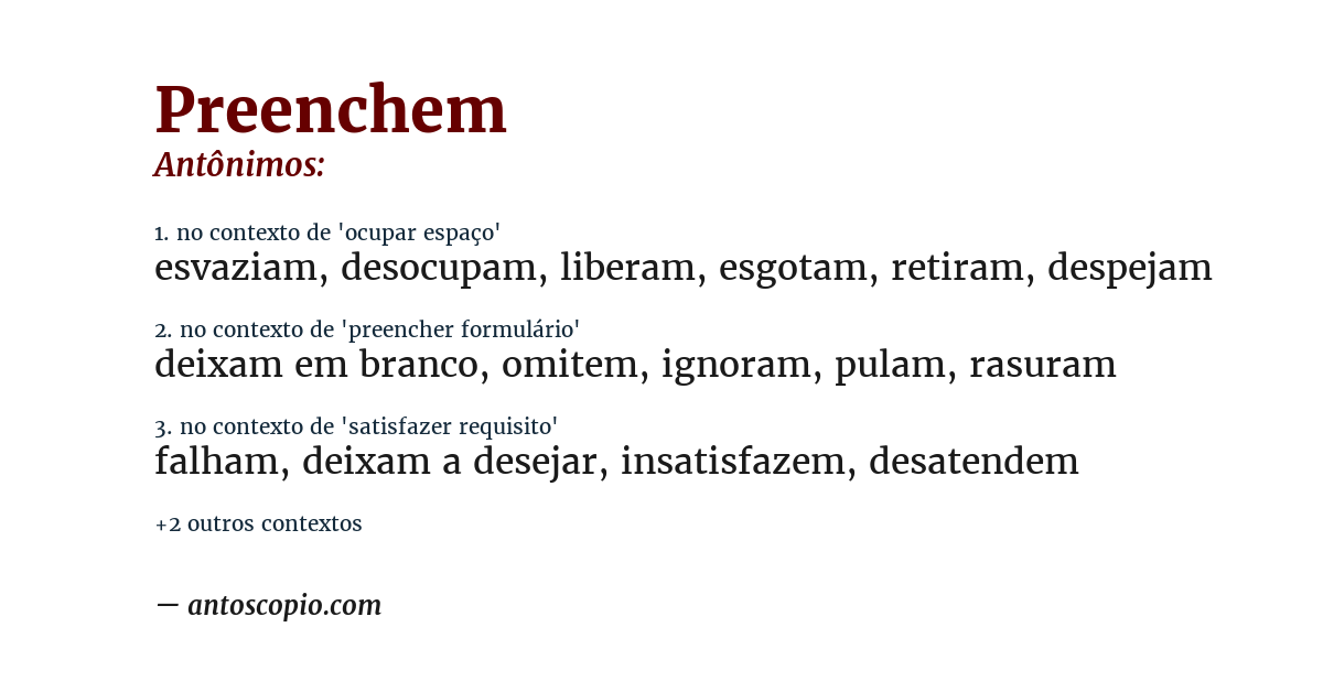 Antônimo de preenchem