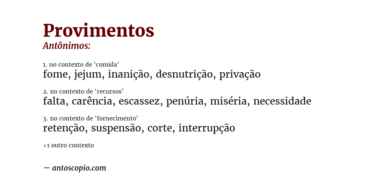 Antônimo de provimentos