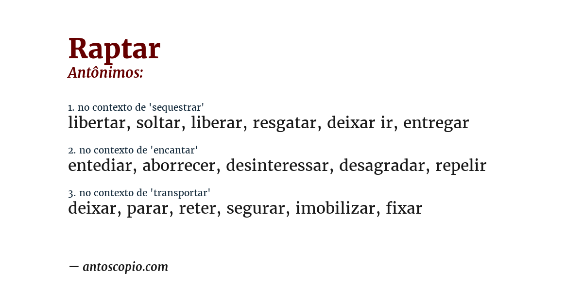 Antônimo de raptar