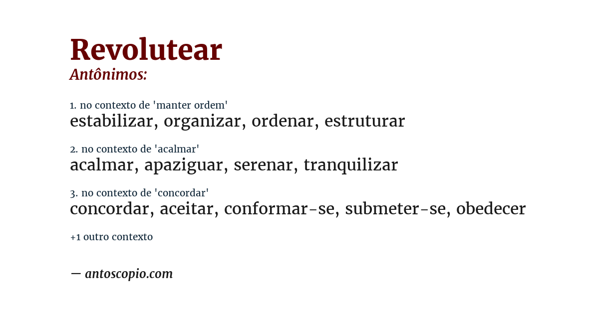 Antônimo de revolutear