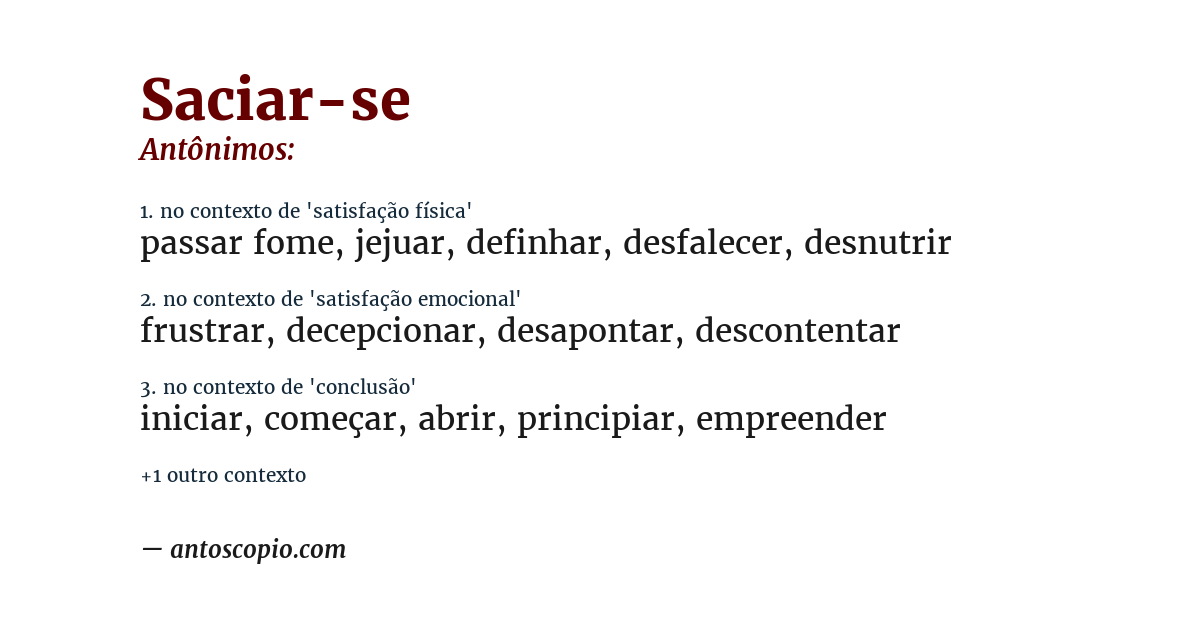 Antônimo de saciar-se