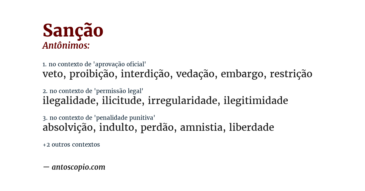 Antônimo de sanção
