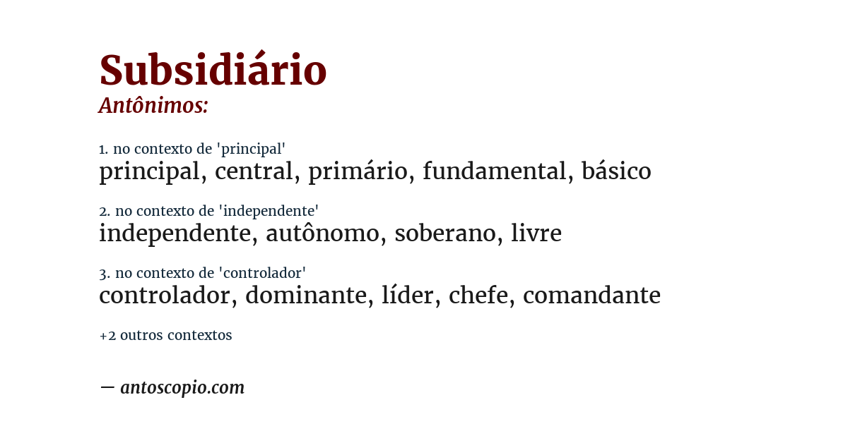 Antônimo de subsidiário