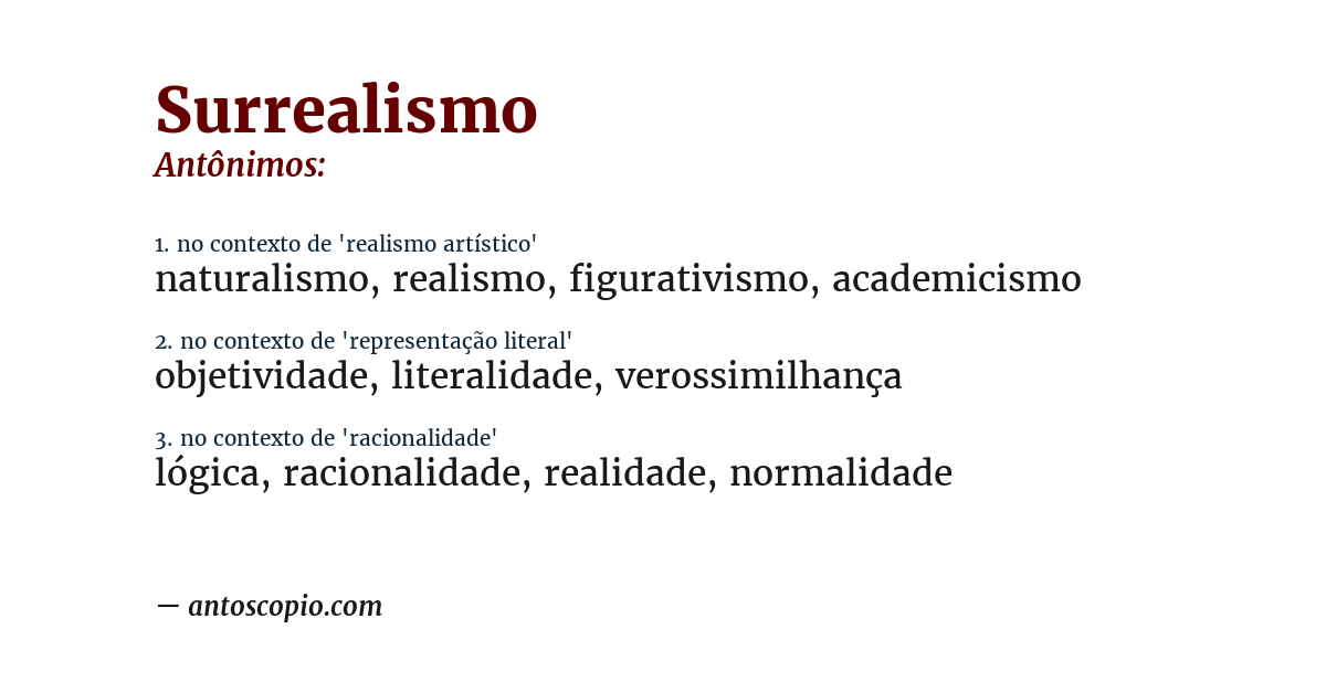 Antônimo de surrealismo