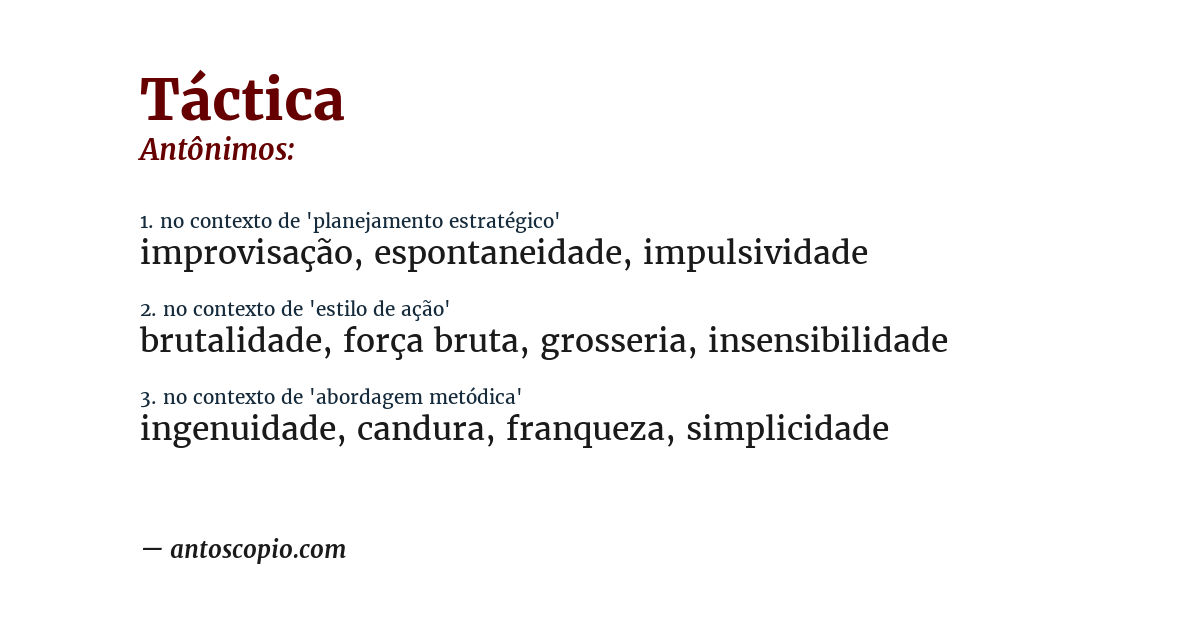 Antônimo de táctica