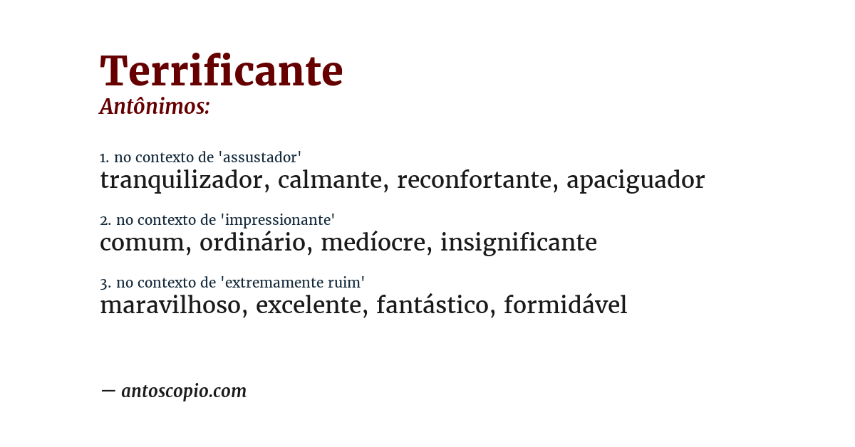 Antônimo de terrificante