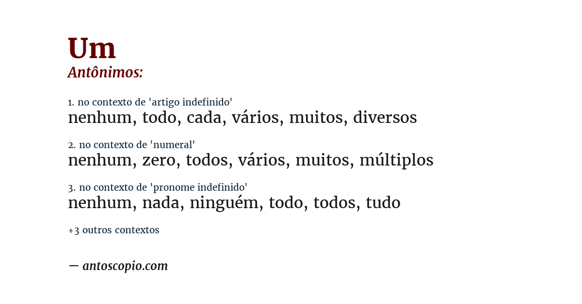 Antônimo de um