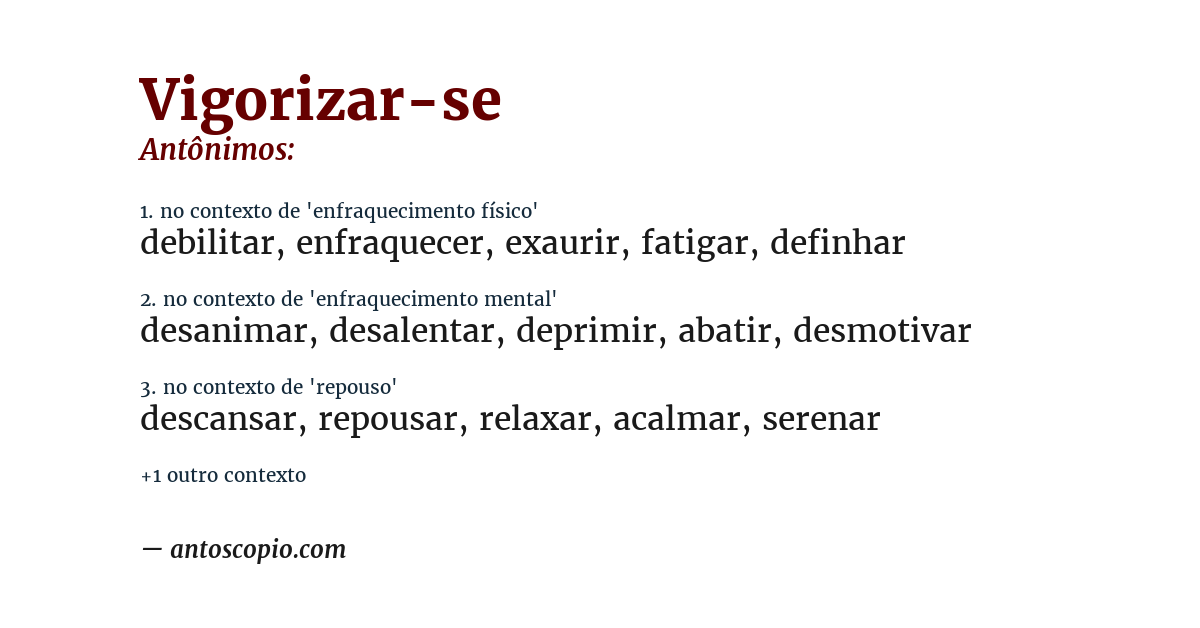 Antônimo de vigorizar-se