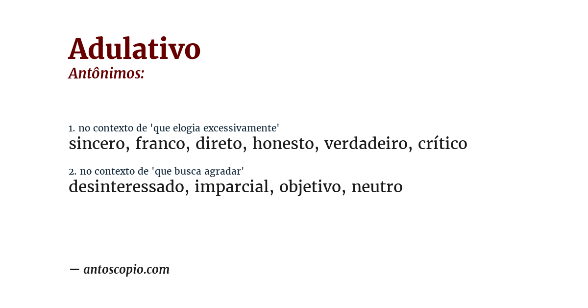 Antônimo de adulativo