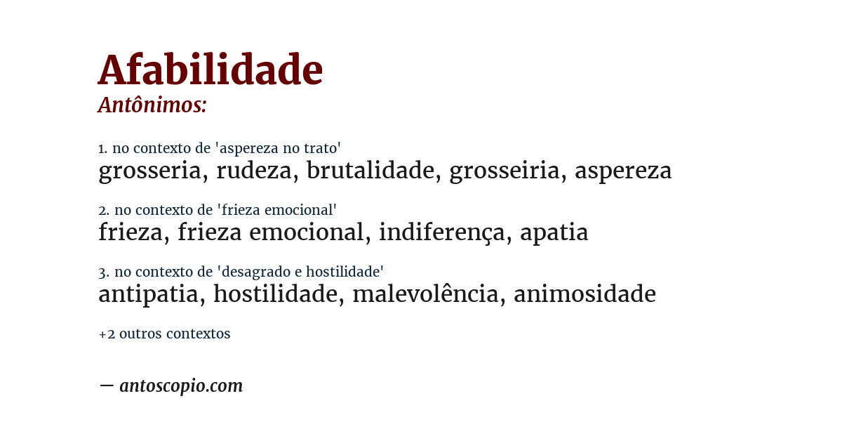 Antônimo de afabilidade