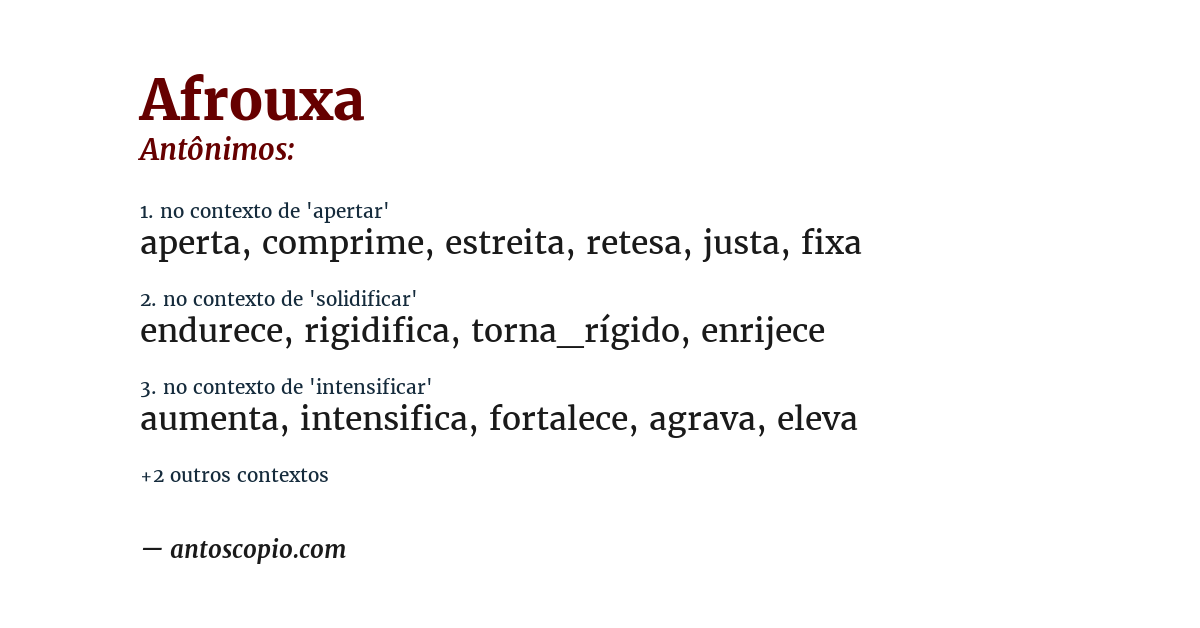 Antônimo de afrouxa