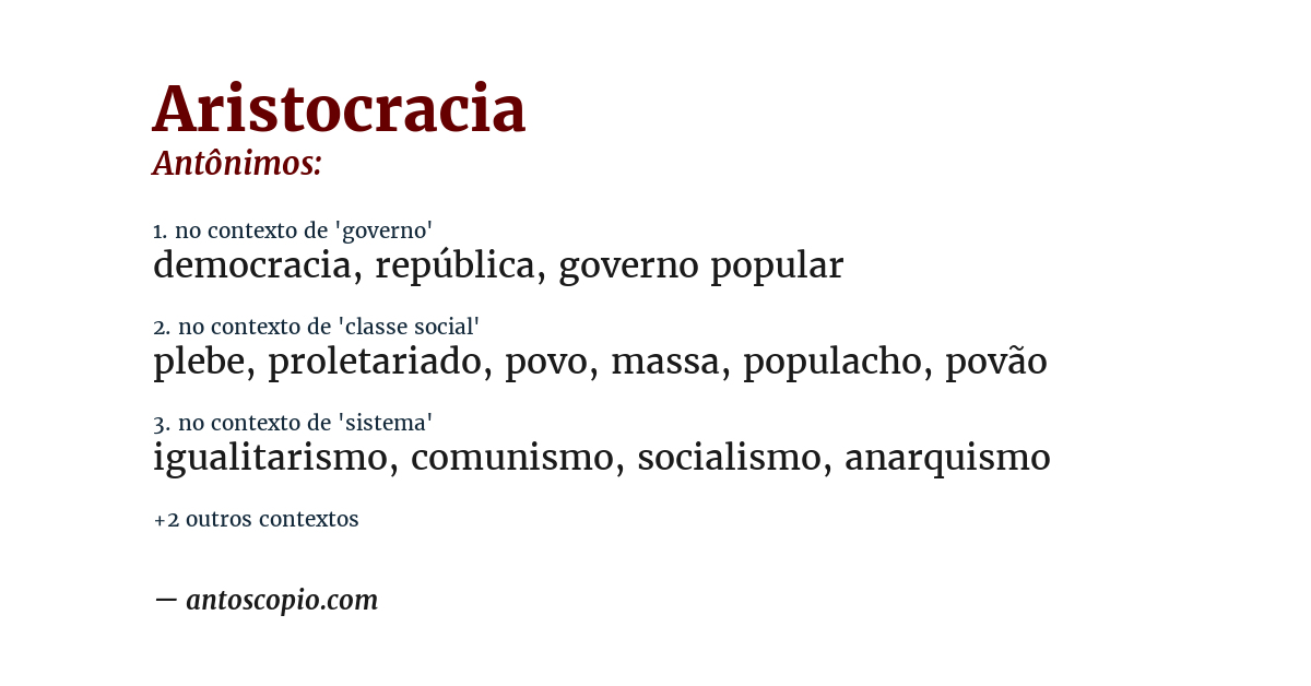 Antônimo de aristocracia