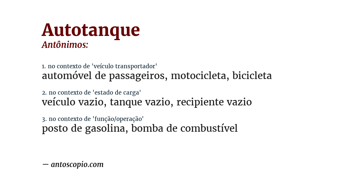 Antônimo de autotanque