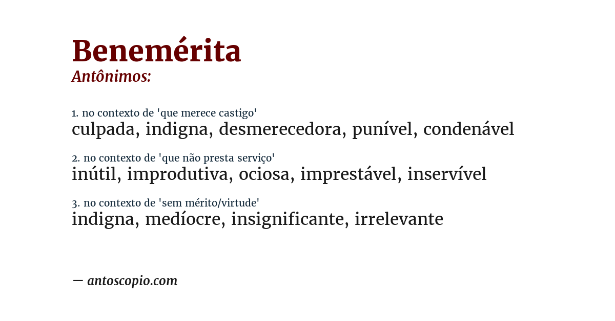 Antônimo de benemérita