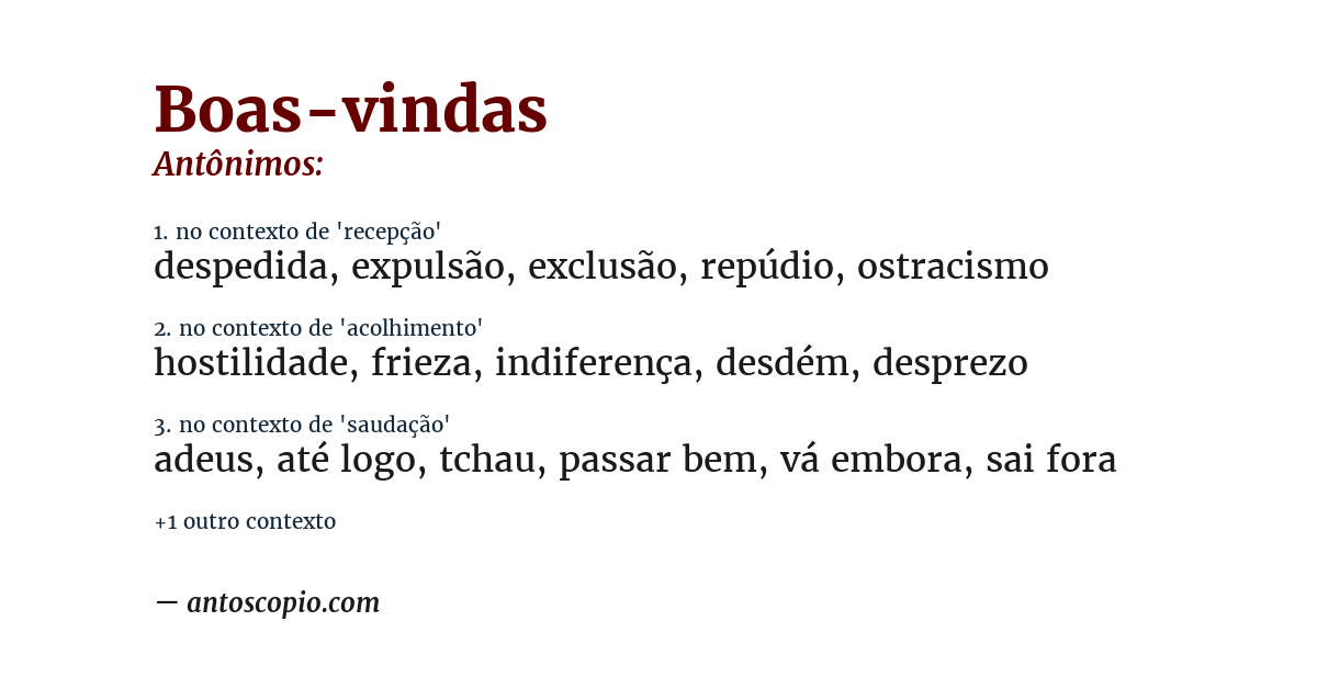 Antônimo de boas-vindas
