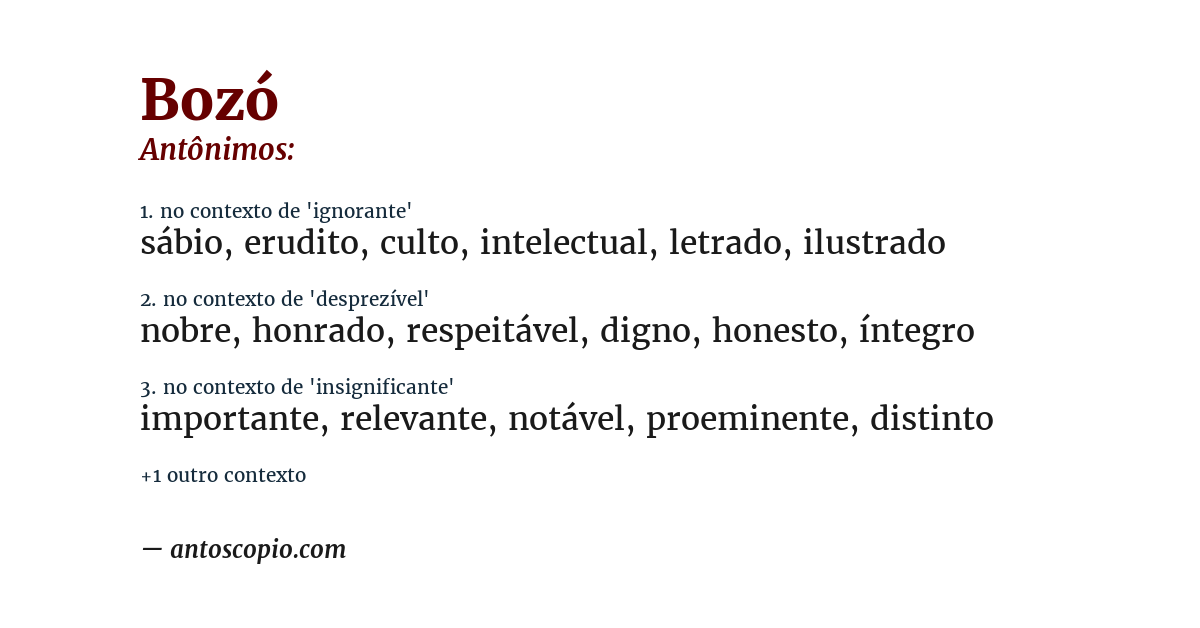 Antônimo de bozó