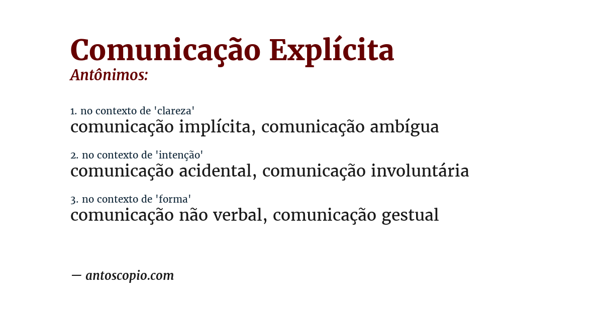Antônimo de comunicação explícita