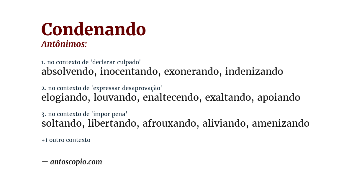 Antônimo de condenando