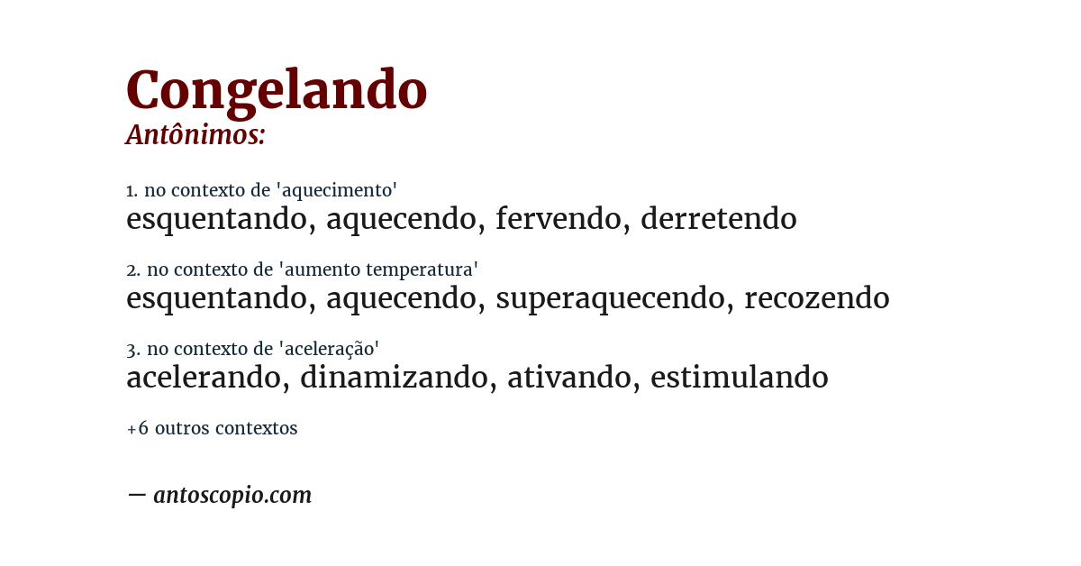 Antônimo de congelando