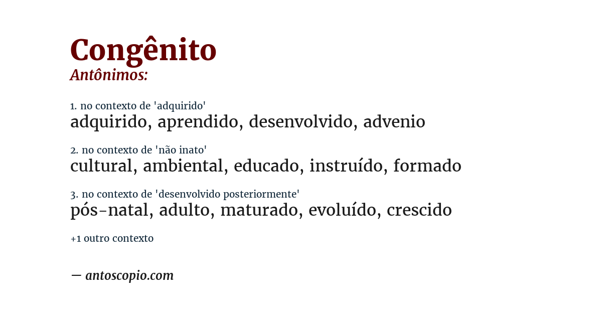 Antônimo de congênito