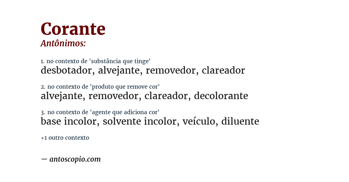 Antônimo de corante