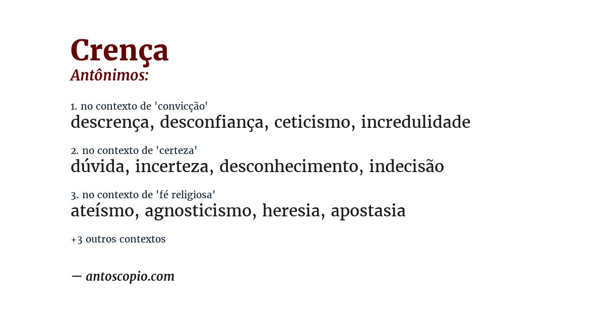 Antônimo de crença