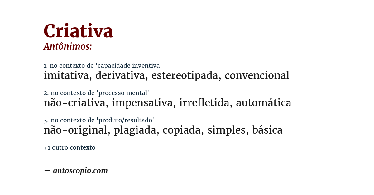 Antônimo de criativa