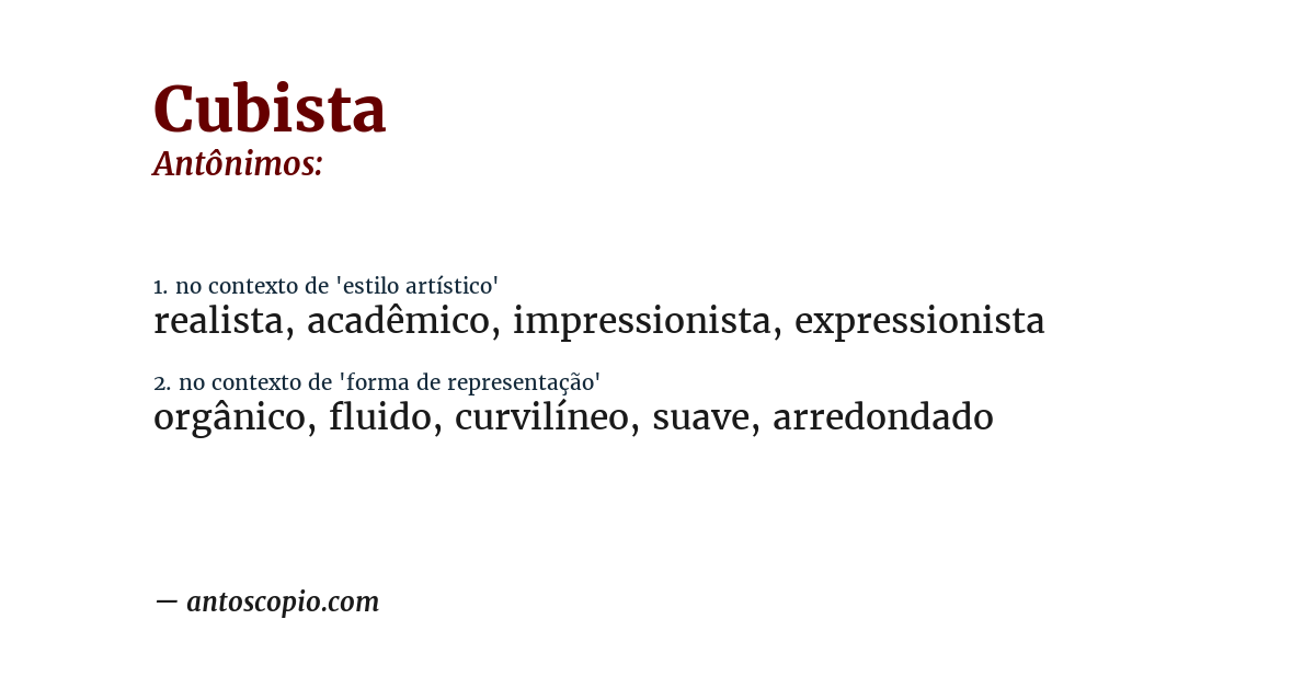 Antônimo de cubista