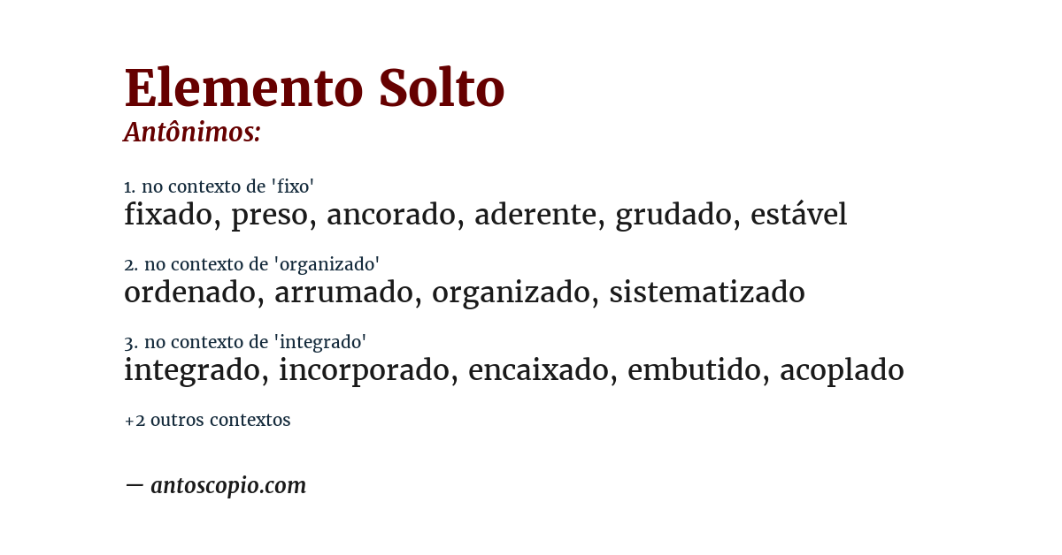 Antônimo de elemento solto
