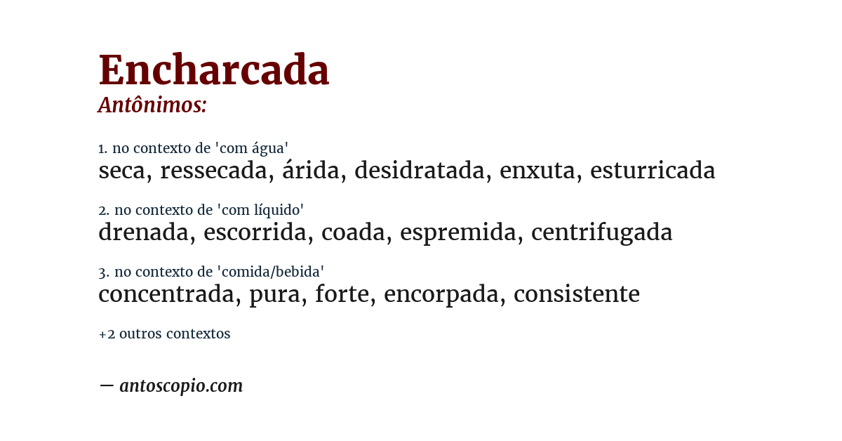 Antônimo de encharcada