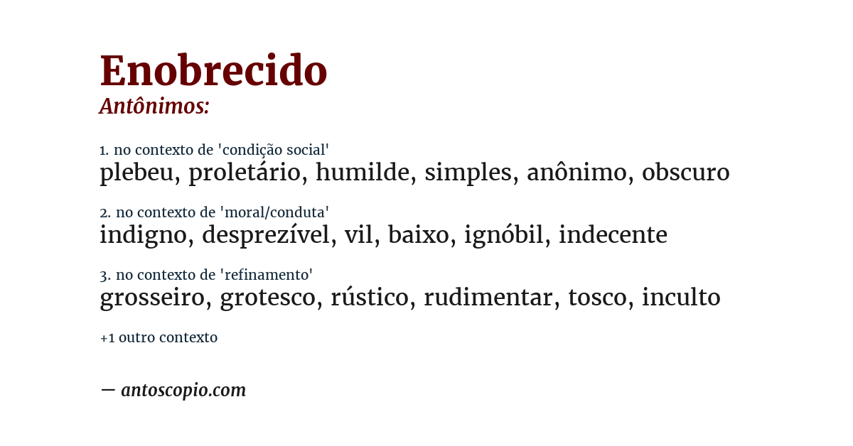Antônimo de enobrecido