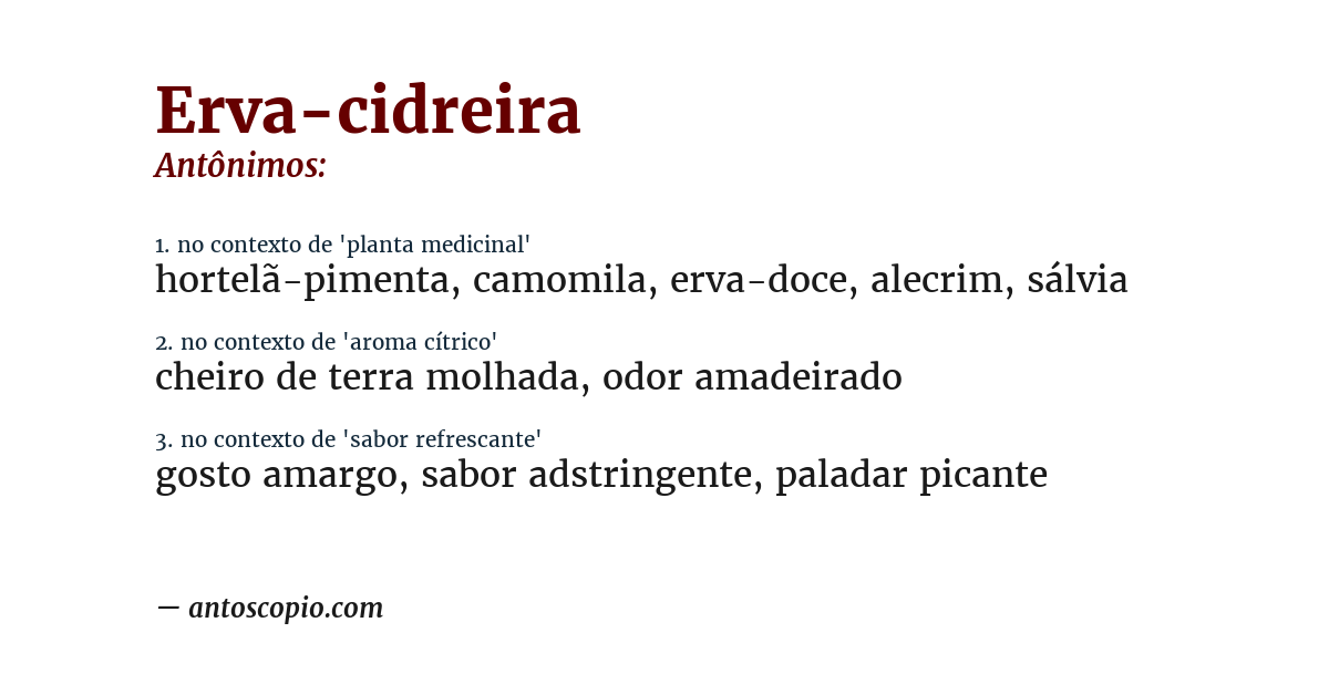 Antônimo de erva-cidreira
