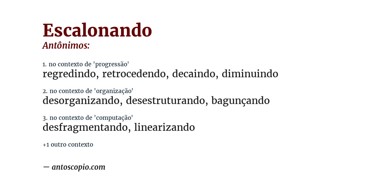 Antônimo de escalonando