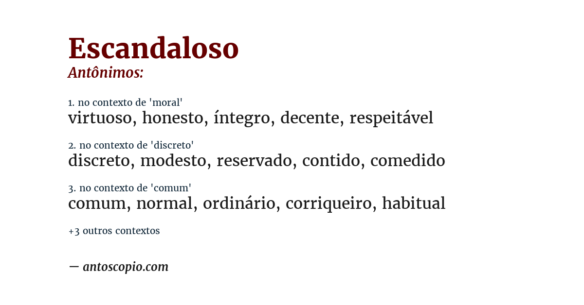 Antônimo de escandaloso
