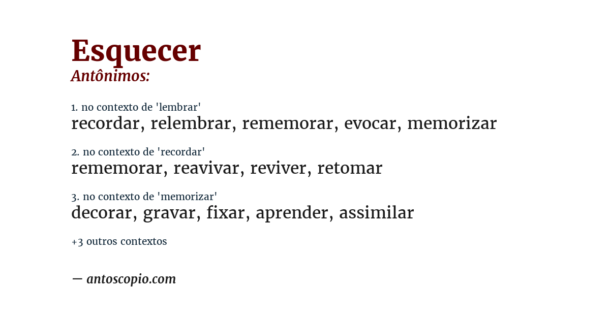 Antônimo de esquecer