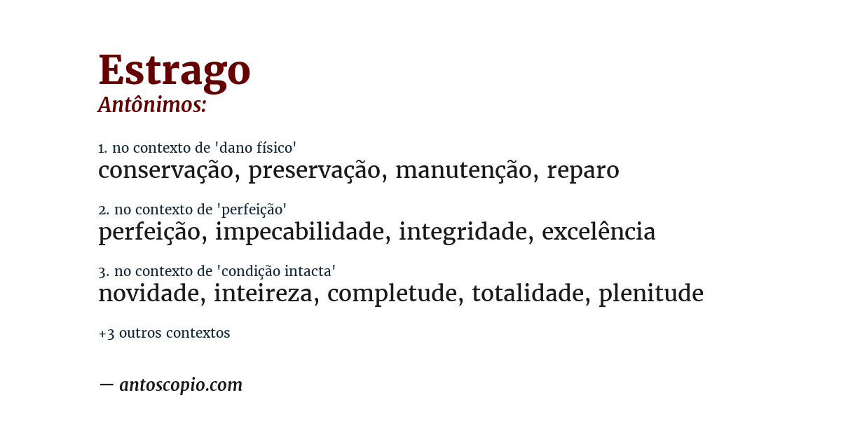 Antônimo de estrago