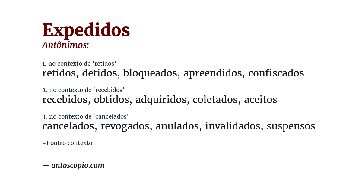 Antônimo de expedidos