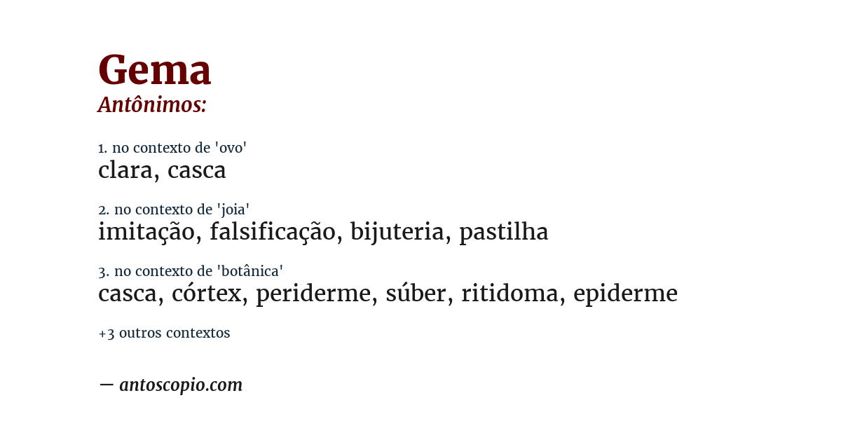 Antônimo de gema