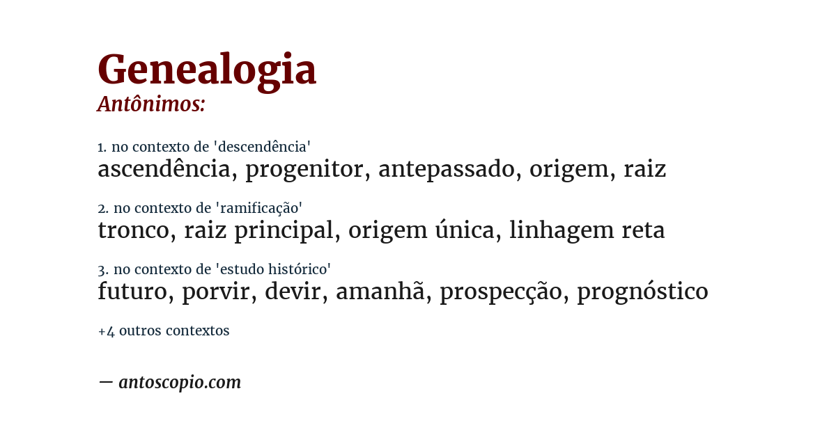 Antônimo de genealogia