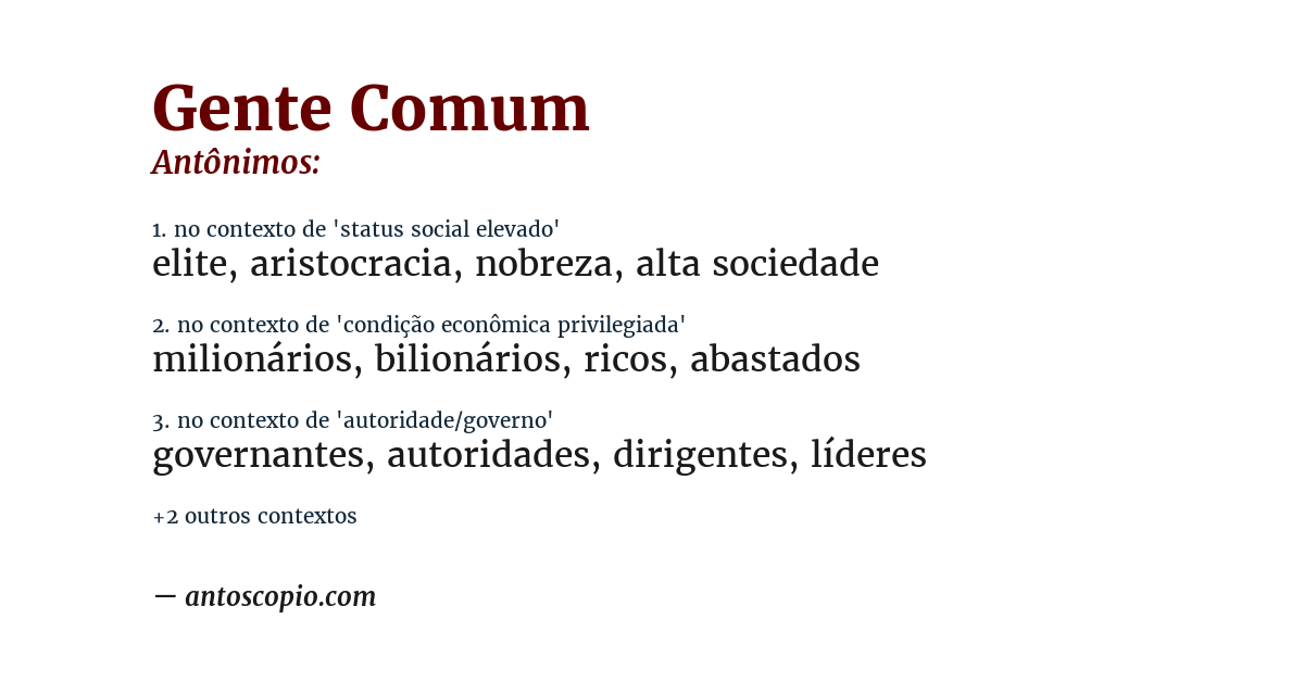 Antônimo de gente comum