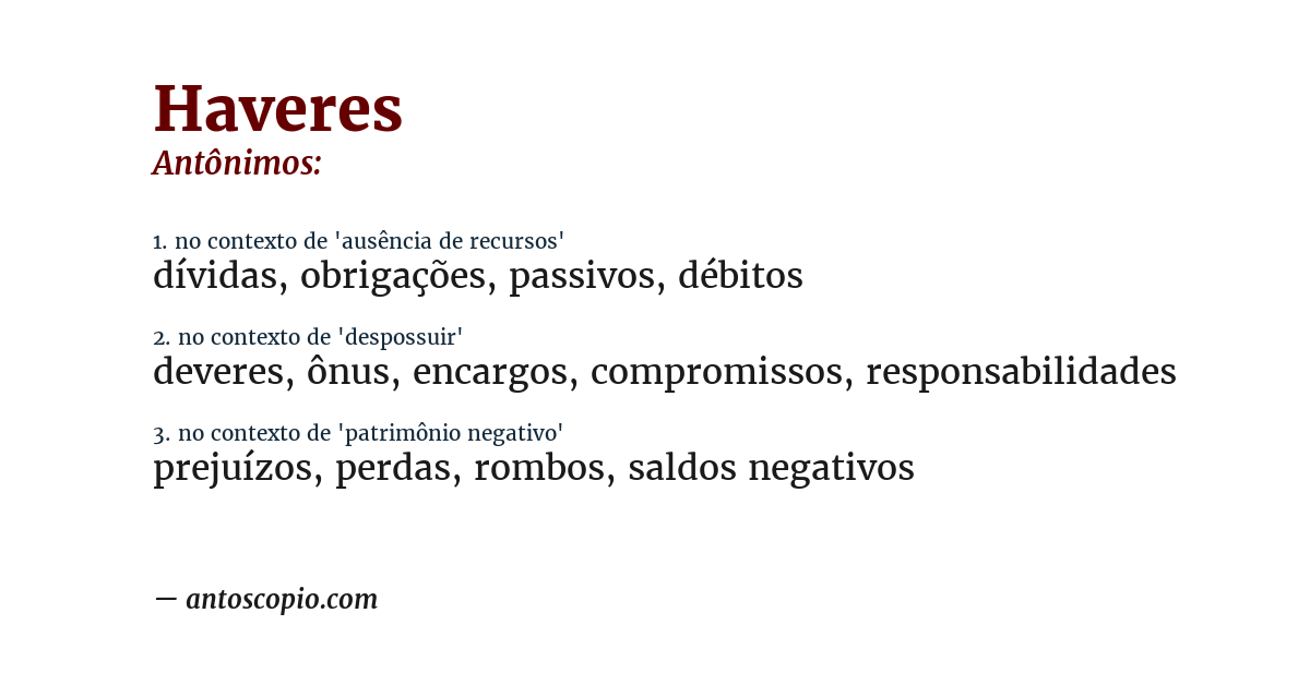 Antônimo de haveres