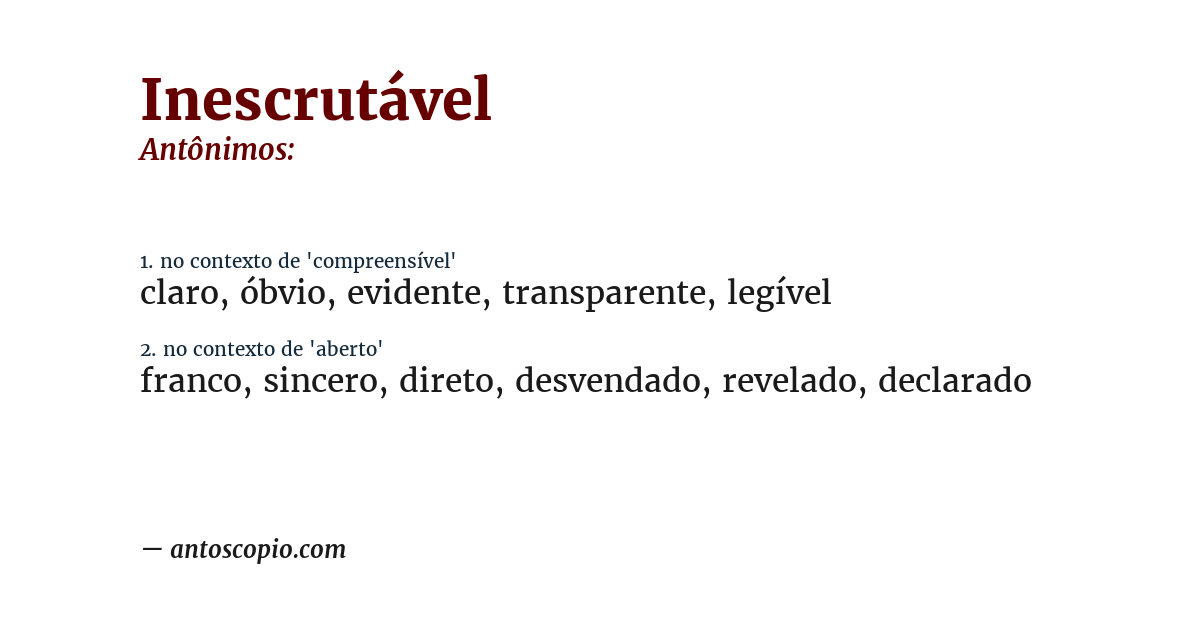 Antônimo de inescrutável