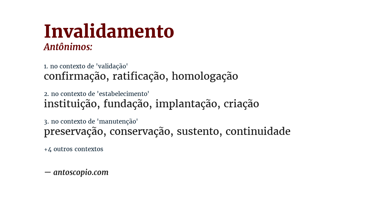 Antônimo de invalidamento