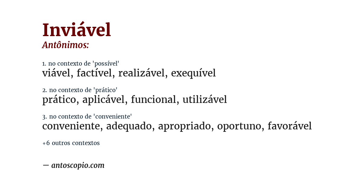 Antônimo de inviável